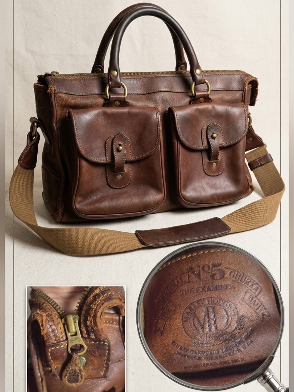 Vintage Ghurka Marley Hodgson No. 5 The Examiner Leather Briefcase Messenger Bag